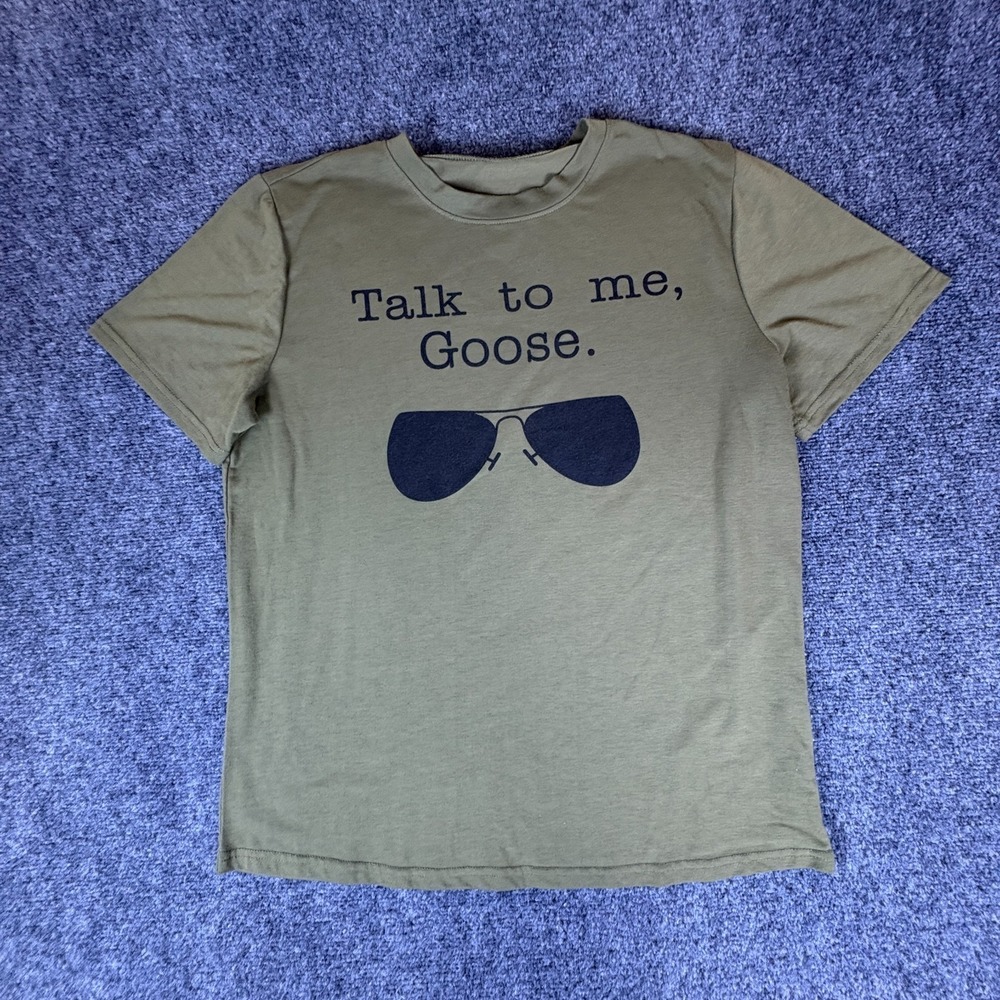 Top Gun Talk To‎ Me, Goose T-Shirt Mens M Olive Green Sunglasses Graphic READ